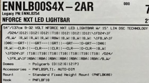 SoundOff nForce NXT Lightbar, 54", Dual Front RW/BW, Tri-Color Rear RBA, Built-In PhotoCell, with 15' LIN DCS Technology - ENNLB00S4X-2AR